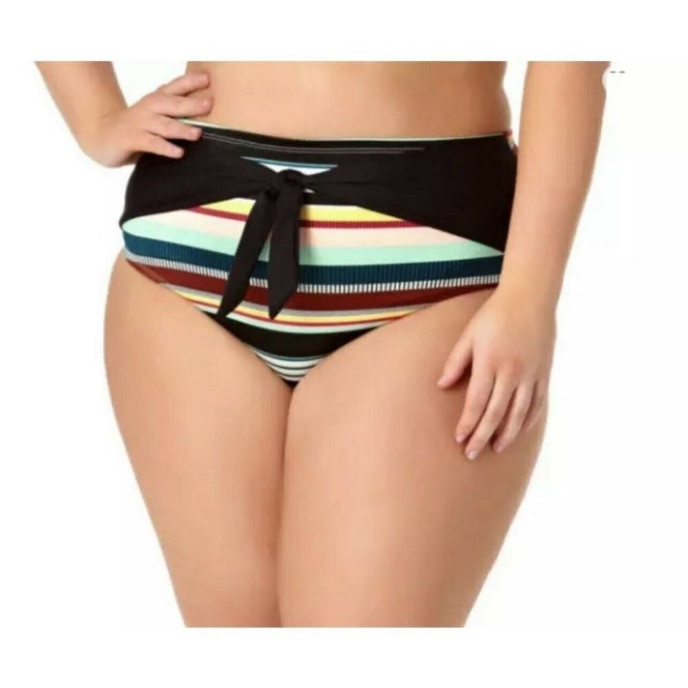 ✨✨5/$10✨✨Allure By Img Striped High Waist Bikini Swimsuit Bottom Juniors Plus